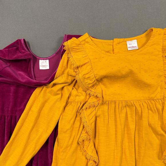 Bundle HANNA ANDERSON Girls Velour Skater Dress & Ruffle Popover Size 10